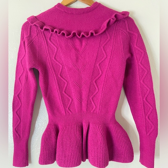 Ted Baker London Pink Knit Ruffle Peplum pullover Sweater - Picture 6 of 14
